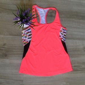 Fabletics orange black athletic racerback tank